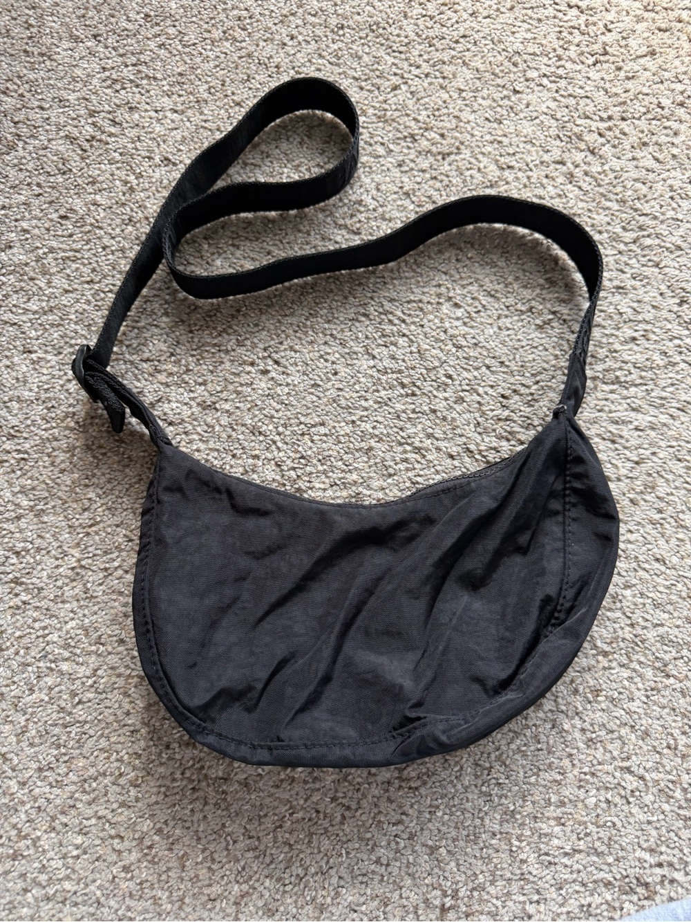 Black baggu small crescent nylon bag with og strap